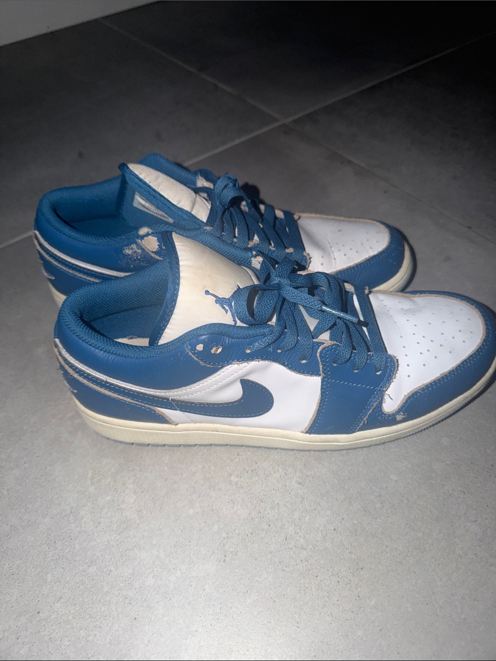 Nike Air Jordan 1 Low White and Blue Low-Top Sneakers